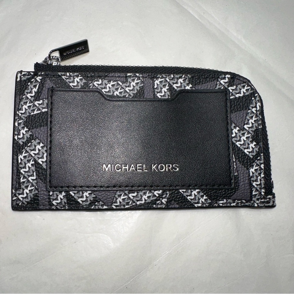 Michael Kors Mens Logo Zip Wallet Black, White, Gray Unused 🆕